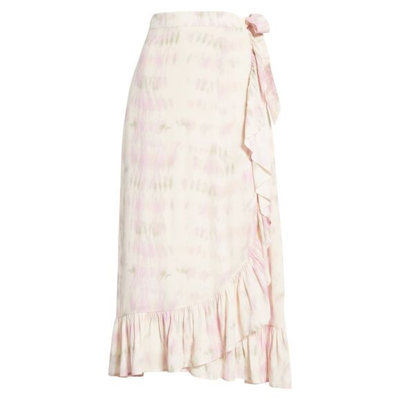 DOLAN Womens Purple Tie Ruffled Lined Tie Dye Midi Wrap Skirt S